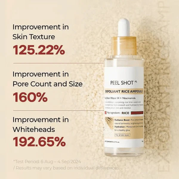 🏆Flash Sale⚡ 50K+ SOLD! Peel Shot Glow Rice Ampoule Duo - Serums for Brightening, Exfoliating, and Moisturizing🌾